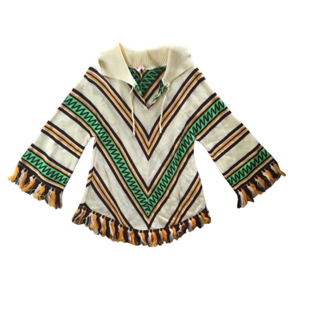 Vintage Hippie Sweater Fringed 60s 70s XS